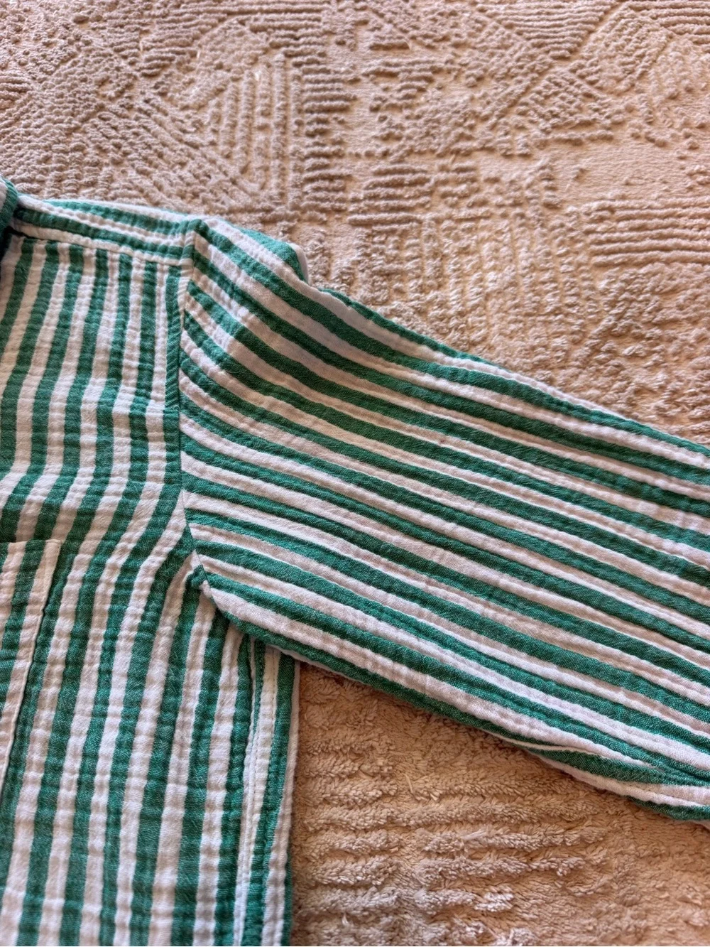 J.Crew Green White Striped Cotton Button Down Shirt Size Medium